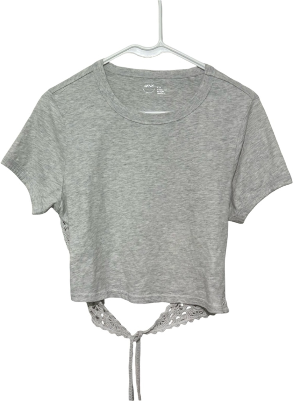 Aerie Medium Gray Open Back Tee Shirt Top